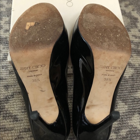 Jimmy Choo Crown Patent Peep Toe Heels - Picture 4 of 5